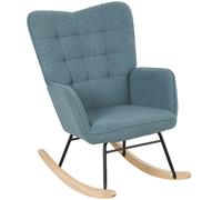 HOMCOM Sillón Mecedora de diseño ergonómico con patas de madera real hasta 120 kg Azul claro Aosom España