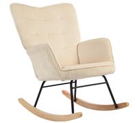 HOMCOM Sillón Mecedora Vintage con Balancines Curvados y Acolchado Grueso Madera de Haya y Acero Beige Aosom España
