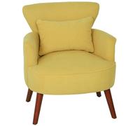 HOMCOM Sillón moderno con reposabrazos, butaca acolchada con cojín lumbar, patas de madera de caucho, amarillo Aosom España