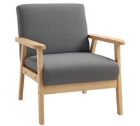 HOMCOM Sillón Moderno de Lino tapizado, Silla de Acento Gris