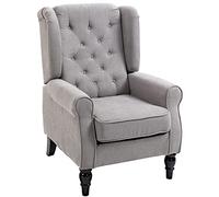 HOMCOM Sillón Orejero Moderno, Butaca de Salón con Reposabrazos y Patas de Madera, Sofá Individual Carga 160 kg para Oficina, Sala de Estar y Dormitorio, Gris