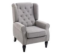 HOMCOM Sillón Orejero Moderno, Butaca de Salón con Reposabrazos y Patas de Madera, Sofá Individual Carga 160 kg para Oficina, Sala de Estar y Dormitorio, Gris