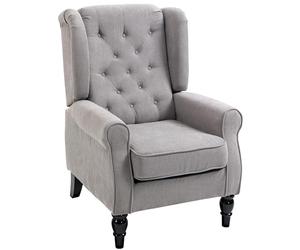 HOMCOM Sillón Orejero Moderno, Butaca de Salón con Reposabrazos y Patas de Madera, Sofá Individual Carga 160 kg para Oficina, Sala de Estar y Dormitorio, Gris