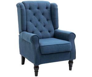 HOMCOM Sillón Orejero Moderno Butaca de Salón Reposabrazos 160 kg Azul
