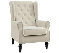 HOMCOM Sillón Orejero Moderno Butaca de Salón Reposabrazos 160 kg Crema