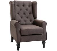 HOMCOM Sillón Orejero Moderno Butaca de Salón Reposabrazos 160 kg Marrón