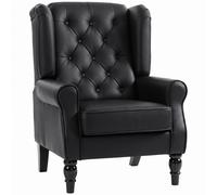 HOMCOM Sillón para Dormitorio en Piel PU con Asiento Amplio Reposabrazos y Patas de Madera de Eucalipto Negro Aosom España