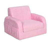 HOMCOM Sillón para Niños de 3 Años Sofá Transformable 2 en 1 Cama Infantil Plegable de 2 Posiciones con Reposabrazos 47x45x38 cm Rosa Aosom España