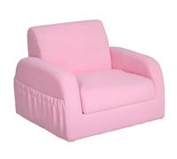 HOMCOM Sillón para Niños de 3 Años Sofá Transformable 47x45x38 cm Rosa | Diseño 2 en 1, Cama Infantil Plegable de 2 Posiciones, con Reposabrazos, Asiento Ancho Acolchado