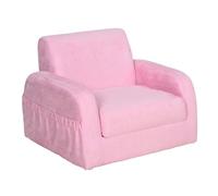 HOMCOM Sillón para Niños de 3 Años Sofá Transformable 2 en 1 Cama Infantil Plegable de 2 Posiciones con Reposabrazos 47x45x38 cm Rosa Aosom España