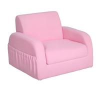 HOMCOM Sillón para Niños Sofá Transformable Diseño 2 en 1 Cama Infantil Plegable de 2 Posiciones con Reposabrazos Asiento Acolchado 51x45x38 cm Rosa