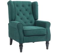 HOMCOM Sillón para Sala de Estilo Francés con Asiento Acolchado y Cojines, en Poliéster, 74x86x102 cm, Verde Oscuro