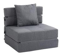HOMCOM Sillón Plegable 2 en 1 con función de Cama, sillón Relax con Almohada, Cama de Invitados para salón, Dormitorio, soporta hasta 120 kg, Color Gris Oscuro