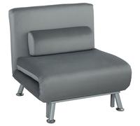 HOMCOM Sillón Plegable con Función de Cama Sillón Relax Plegable en Terciopelo Respaldo Ajustable 75x70x75 cm Gris Aosom España