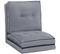 HOMCOM Sillón plegable de pana con colchón suave, respaldo ajustable en 5 posiciones, sofá cama acolchado para salón, oficina, dormitorio, 59 x 230 x 15 cm, color gris