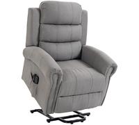 HOMCOM Sillón Power-Lift Relax con masaje por vibración y función de calor, sillón elevador con puerto USB, bolsillos laterales y mandos a distancia, gris claro