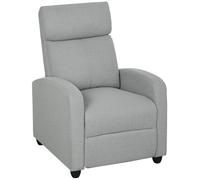 HOMCOM Sillón Reclinable ajustable a 135° reposapiés extensible respaldos acolchados lino y poliéster Gris claro Aosom España