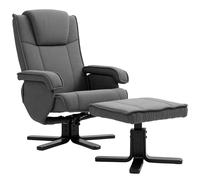 HOMCOM Sillón reclinable balanceable con reposapiés, tapizado en tela de aspecto aterciopelado, silla giratoria acolchada, de madera