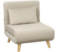 HOMCOM Sillón reclinable con función de cama Sillón plegable en Terciopelo Respaldo ajustable soporta hasta 120 kg Beige Aosom España