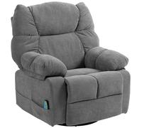 HOMCOM Sillón Reclinable con Función de Masaje, Función de Cama, Sillón Giratorio con Masaje, 4 Bolsillos Laterales y Mando a Distancia