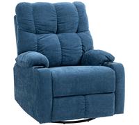 HOMCOM Sillón reclinable con reposapiés butaque giratorio hasta 150 kg marco de acero 88x96x108 cm Azul oscuro Aosom España
