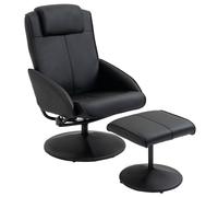 HOMCOM Sillón Reclinable con Reposapiés con Tapizado en PU y Estructura de Acero Carga 120 kg Negro