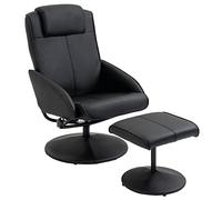 HOMCOM Sillón Reclinable con Reposapiés Sillón de Salón Giratorio Negro