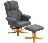 HOMCOM Sillón reclinable con reposapiés, sillón reclinable de terciopelo con respaldo reclinable, asiento tapizado y respaldo alto, estructura de madera, para salón, dormitorio, home cinema, gris