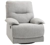HOMCOM Sillón Reclinable de Salón Manual hasta 150° y Giratorio Gris | Sillón Relax Reclinable, Tapizado en Tela, con Reposapiés, Carga 160 kg, para Sala de Estar Dormitorio Oficina, 89x98x101 cm