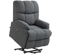 HOMCOM Sillón reclinable eléctrico 150°, sillón relax eléctrico de terciopelo con conector USB, motor, mando a distancia, reposapiés y bolsillos laterales para personas mayores, gris oscuro