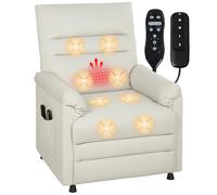 HOMCOM Sillón reclinable eléctrico con masaje y calefacción, sillón reclinable de terciopelo apto para mascotas, reposapiés, motor silencioso, función de memoria, bolsillos laterales y mando a