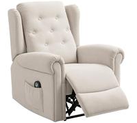 HOMCOM Sillón reclinable eléctrico con Masaje y calefacción, sillón reclinable, Respaldo y reposapiés Ajustables manualmente, Bolsillo Lateral, Tejido con Aspecto de Lino, para Dormitorio, salón y