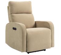 HOMCOM Sillón Reclinable Eléctrico en Chenilla con Reposapiés, Reposacabezas Regulable y Tomas, 80x93x103 cm, Beige Aosom España