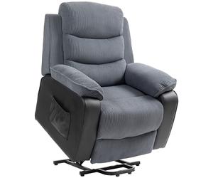 HOMCOM Sillón Reclinable Eléctrico Levanta Personas con Mando a Distancia Puerto USB y Bolsillos Laterales Gris Oscuro Aosom España
