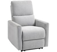 HOMCOM Sillón reclinable fauteuil relax manual, con reposapiés y respaldo ajustables, asiento acolchado, tela de lino, Gris