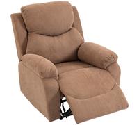 HOMCOM Sillón Reclinable Manual en Tejido Efecto Lino con Reposapiés y Reposabrazos Acolchados, Marrón Oscuro