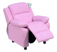 homcom - Sillón reclinable para niños, de Piel sintética con reposabrazos Abiertos para almacenaje, Rosa