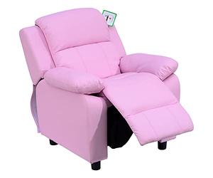homcom - Sillón reclinable para niños, de Piel sintética con reposabrazos Abiertos para almacenaje, Rosa