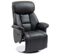 HOMCOM Sillón reclinable reclinable Giratorio reposapiés reposabrazos Regulables, sillón TV Polipiel sintética, hasta 150 kg, para salón, Dormitorio, Home Cinema, Negro
