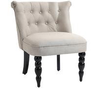 HOMCOM Sillón Relajante Vintage Butaca de Descanso Silla Tapizada Silla de Comedor Cubierta de Lino Estructura de Madera Beige+Negro 67 x 67 x 78 cm