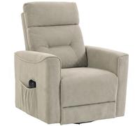 HOMCOM Sillón relax con asistencia eléctrica para ponerse de pie, masaje y calor, sillón de chenilla con muelles ensacados, Greige
