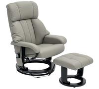 HOMCOM Sillón Relax con Función de Masaje, Sillón de TV con Bolsillo Lateral, Cuero Sintético, Gris