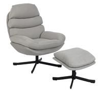 HOMCOM Sillón relax con ottomana Sillón lounge con tejido chenilla, Sillón moderno para TV, 78 x 93 x 100 cm, crema Aosom España