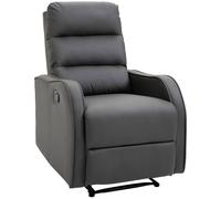 HOMCOM Sillón Relax con Reclinación Manual hasta 160° Reposapiés Retráctil Esponja de Alta Densidad Tapizado en PU 65x89x100cm Aosom España