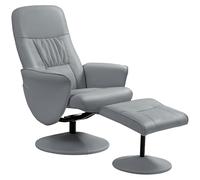 HOMCOM Sillón Relax con Reposapiés Sillón Relajante Giratorio 360° y Respaldo reclinable para TV con soporte de hasta 120Kg Revestimiento sintético de metal, Gris