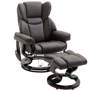 HOMCOM Sillón Relax con reposapiés, sillón TV eléctrico reclinable, sillón Masaje Giratorio con Mando a Distancia, Bolsillo Lateral, para salón, Polipiel, marrón