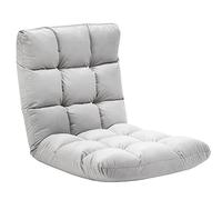 homcom Sillón Relax de suelo con respaldo reclinable hasta 180°, revestimiento de franela y relleno grueso, 71 x 55 x 53,5 cm, gris claro