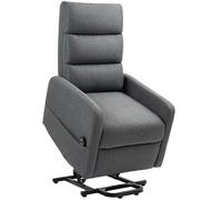 HOMCOM Sillón relax eléctrico con ayuda para levantarse, mando a distancia, espuma suave, bolsillo lateral, tapizado de aspecto lino, Gris