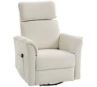 HOMCOM Sillón relax eléctrico con función reclinable, respaldo ajustable, reposacabezas para salón Blanco crema Aosom España