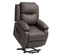 HOMCOM Sillón Relax Eléctrico Reclinable Levanta Personas, Sillón Elevador, con Respaldo Alto, Control Remoto, Reposapiés, Acolchado Grueso, Tapizado en PU, Bolsillos Laterales, Marrón Oscuro